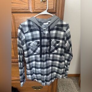 Columbia Black and White Hooded Flannel